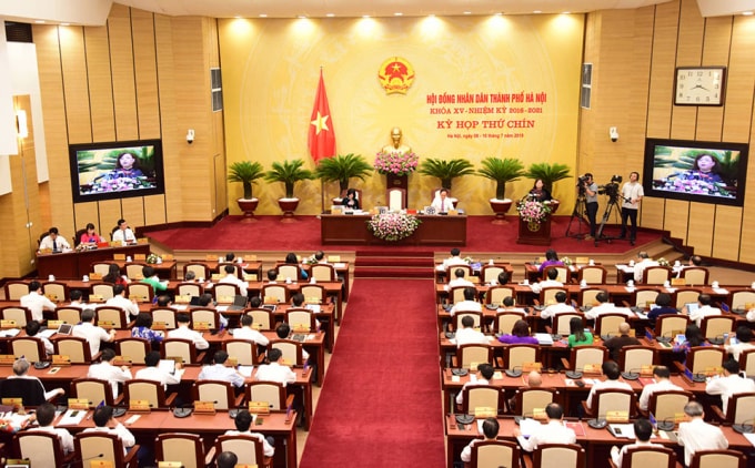Một kỳ họp của HĐND TP Hà Nội.