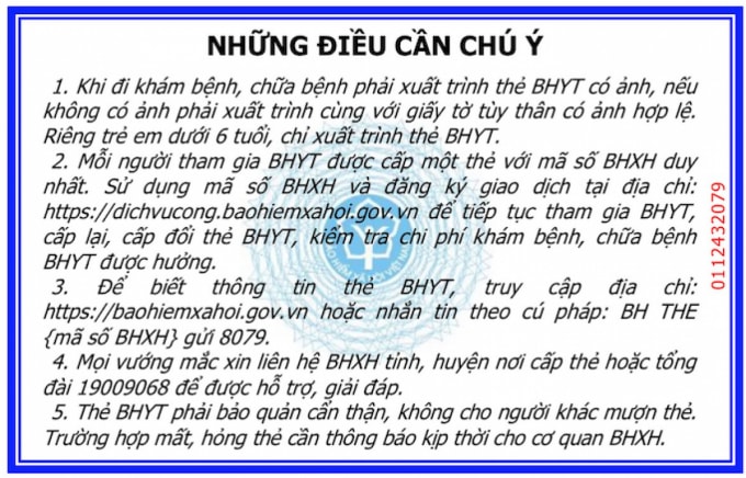 Mặt sau mẫu thẻ mới