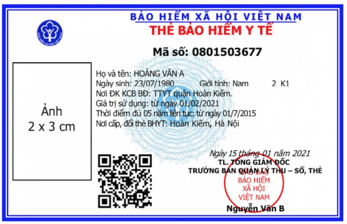 Mặt trước thẻ BHYT mới