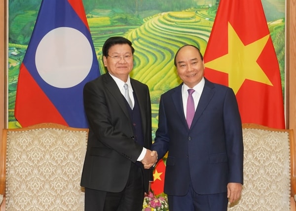 Sáng 6/12, tại Hà Nội, Thủ tướng Nguyễn Xuân Phúc và Thủ tướng Lào Thongloun Sisoulith đồng chủ trì kỳ họp lần thứ 43 Ủy ban liên Chính phủ Việt Nam-Lào. Ảnh: VGP