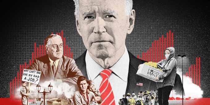Nền kinh tế Mỹ đang tăng trưởng chậm lại là một thách thức lớn đối với ông Joe Biden - Ảnh: Getty