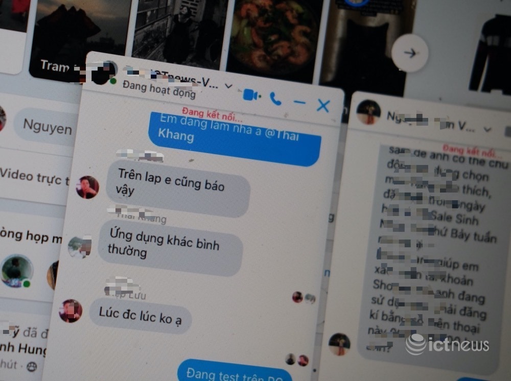 Vào khoảng 17 giờ ngày 10/12, Facebook Messenger trên máy tính liên tục báo mất kết nối. Ảnh: ictnews.vn
