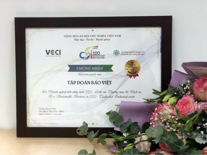 Tập đoàn Bảo Việt - 5 năm liên tiếp được vinh danh trong TOP 10 DN Bền vững Việt Nam.
