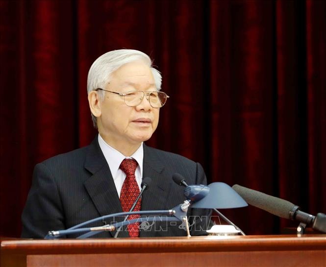 Tổng Bí thư, Chủ tịch nước Nguyễn Phú Trọng  phát biểu khai mạc Hội nghị Trung ương lần thứ 14. Ảnh: TTXVN