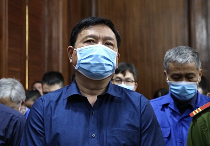 Cựu Bộ trưởng Bộ GTVT Đinh La Thăng tại phiên tòa sáng nay.
