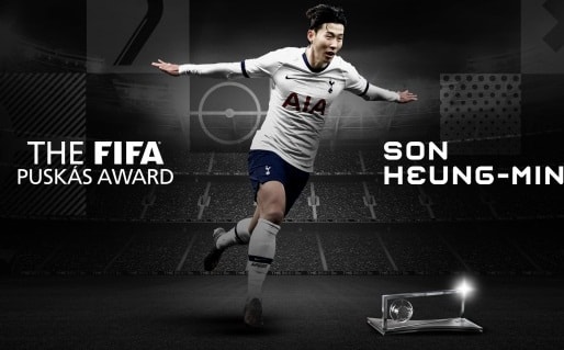 Tiền đạo Son Heung-min giành giải bàn thắng đẹp nhất năm 2020 của FIFA. Ảnh: internet
