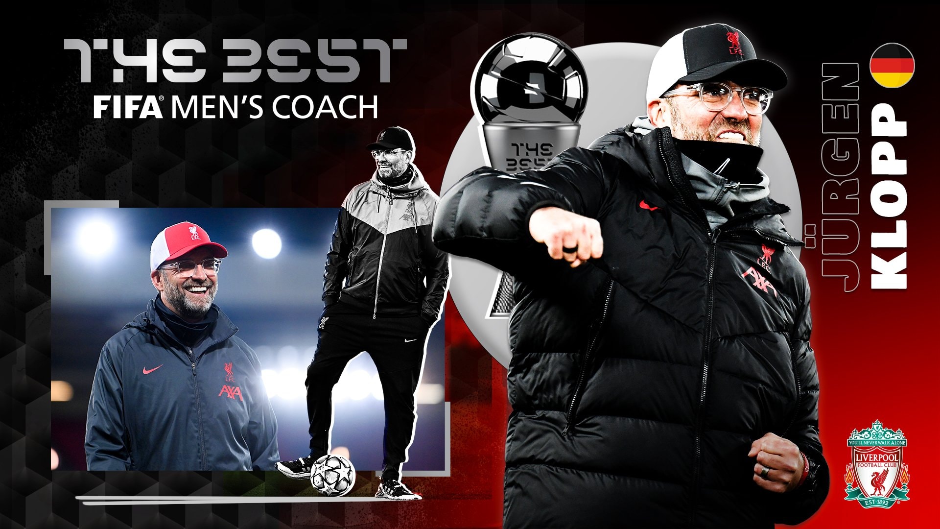 Vượt qua nhà cầm quân Hansi Flick, HLV Jurgen Klopp có năm thứ 2 liên tiếp giành giải HLV xuất sắc nhất thế giới. Ảnh: internet