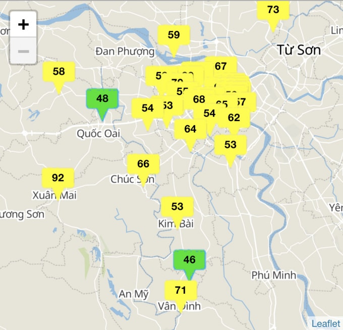 Cả Thành phố chỉ có hai điểm có chất lượng không khí tốt. Ảnh: Dương Lâm