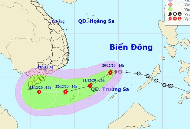 Bão số 14 (bão Krovanh) đang di chuyển hướng về khu vực tỉnh Cà Mau. Ảnh: dantri.com.vn