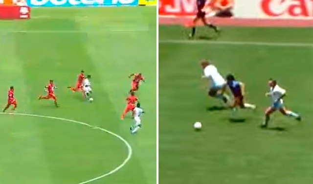 Cầu thủ Christian Vargas tái hiện lại siêu phẩm để đời của Maradona. Ảnh: internet