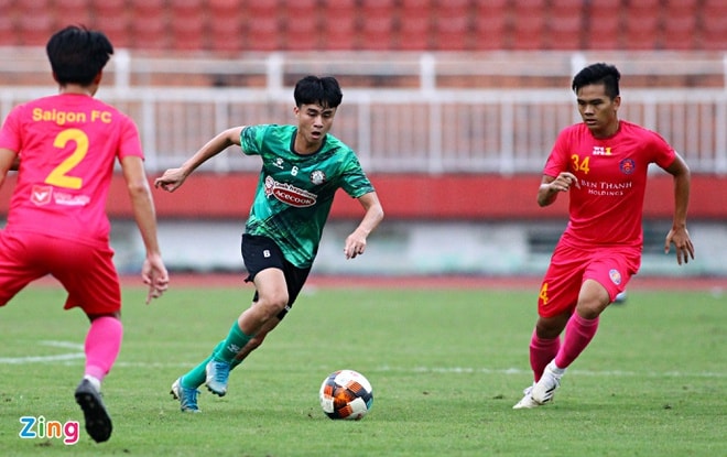 Thanh Hậu được ra sân trong trận giao hữu với Sài Gòn FC. Ảnh: internet