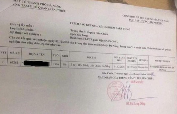 Kết quả xét nghiệm đã chỉnh sửa được phát tán trên mạng gây hoang mang dư luận. Ảnh: TL