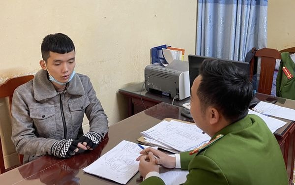 Đối tượng Võ Ngoc Trung tại cơ quan công an