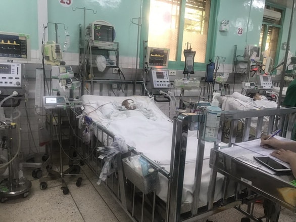 Bệnh nhi nằm điều trị tại Bệnh viện Nhi Đồng 2. Ảnh: Bệnh viện cung cấp