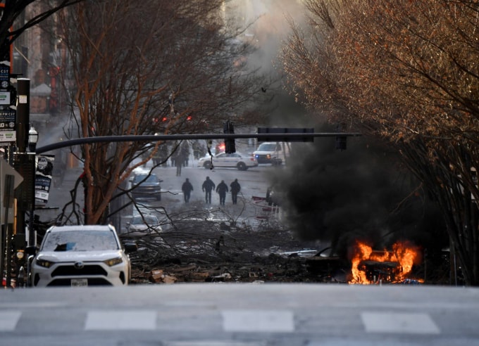 Hiện trường vụ nổ ở Nashville. Ảnh: Reuters