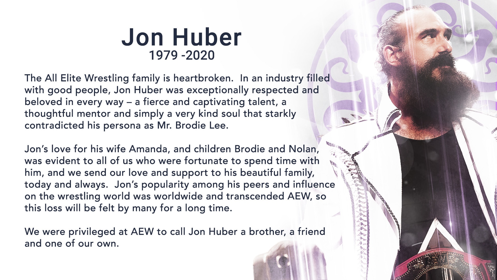 AEW gửi lời tri ân tới cựu đô vật Jonathan Huber. Ảnh: internet