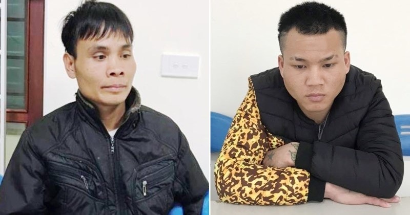 Đối tượng Cụt Văn Út (bìa trái) và Cụt Văn Dao tại cơ quan điều tra. Ảnh: vietnamnet.vn