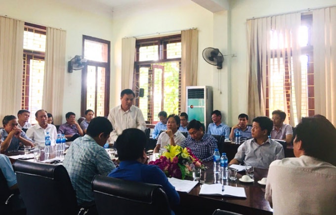 Ông Trần Văn Tỉnh, Q. Giám đốc Ban Quản lý ĐT & XD Thủy lợi 3 phát biểu tại hội nghị bàn giao nhiệm vụ quản lý, khai thác công trình đầu mối thủy lợi Cửa Đạt và kênh Chính (tháng 2/2019). Ảnh: tongcucthuyloi.gov.vn