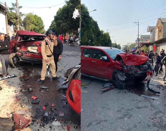 Tại hiện trường, các phương tiện đều bị hư hỏng nặng. (Ảnh: vtcnews)