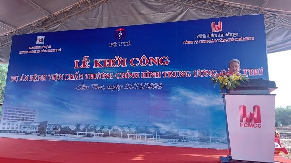 PGS.TS Nguyễn Trường Sơn phát biểu tại Lễ khởi công Bệnh viện Chấn thương Chỉnh hình Trung ương Cần Thơ.