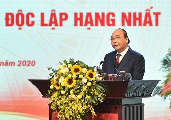 Thủ tướng Nguyễn Xuân Phúc phát biểu tại Lễ kỷ niệm 75 năm ngày truyền thống ngành Kế hoạch và Đầu tư. Ảnh: VGP