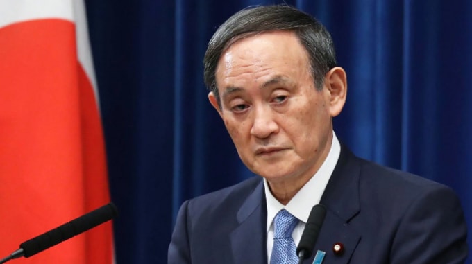 Thủ tướng Nhật Bản Yoshihide Suga phát biểu trong cuộc họp báo vào ngày 4 tháng 1. Ảnh: Uichiro Kasai/Nikkei