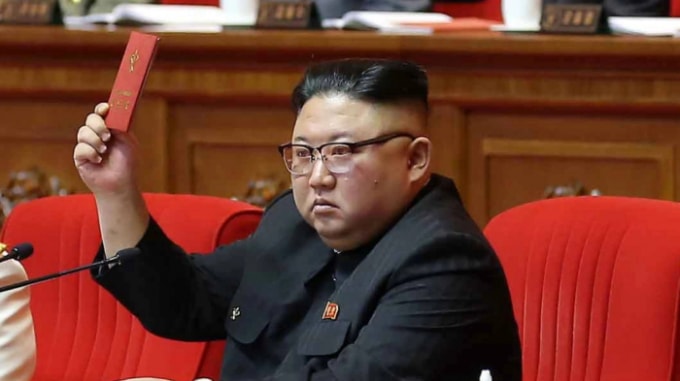 Nhà lãnh đạo Triều Tiên Kim Jong Un tham dự Đại hội lần thứ 8 của Đảng Lao động ở Bình Nhưỡng, Triều Tiên, trong bức ảnh do Hãng thông tấn Trung ương Triều Tiên (KCNA) cung cấp vào ngày 10 tháng 1. Ảnh: Reuters