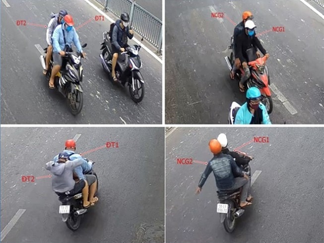 Hình ảnh các đối tượng được camera ghi lại. Ảnh: Công an TPHCM