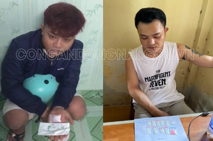 Hai đối tượng Trần Đặng Minh Hiền và Trần Đặng Minh Hậu cùng tang vật