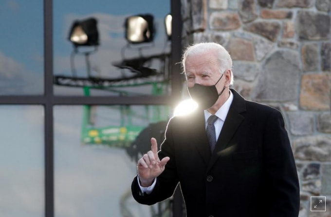 Tổng thống đắc cử Hoa Kỳ Joe Biden tại Sân bay New Castle County ở New Castle, Delaware, Hoa Kỳ ngày 19 tháng 1 năm 2021. Ảnh: REUTERS