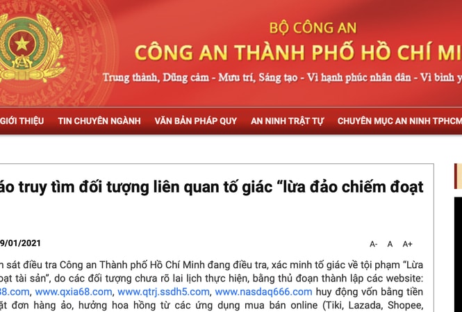 Truy tìm đối tượng liên quan tố giác “lừa đảo chiếm đoạt tài sản” của Công an TPHCM. Ảnh: laodong.vn