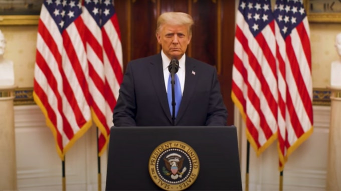 Tổng thống Donald Trump đã đọc diễn văn chia tay công chúng Mỹ ngày hôm qua 19/1 - Ảnh: Reuters