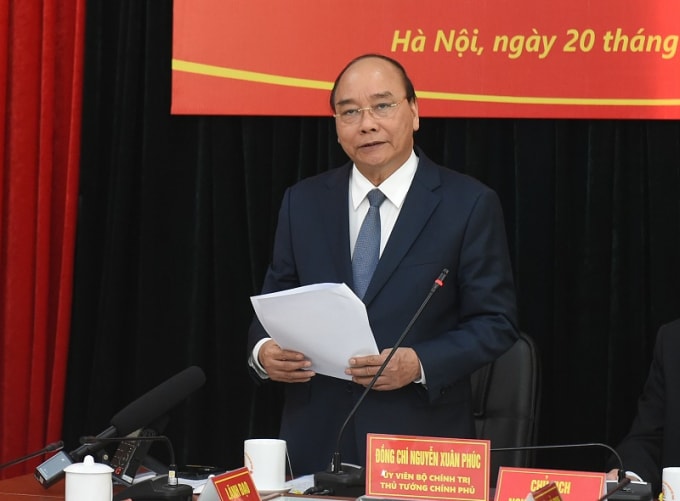 Thủ tướng Nguyễn Xuân Phúc phát biểu tại buổi làm việc.
