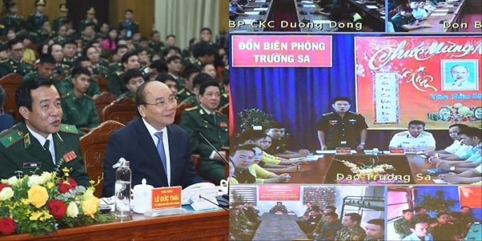 Thủ tướng nói chuyện, trao đổi với các chiến sĩ BĐBP qua 11 điểm cầu trực tuyến.