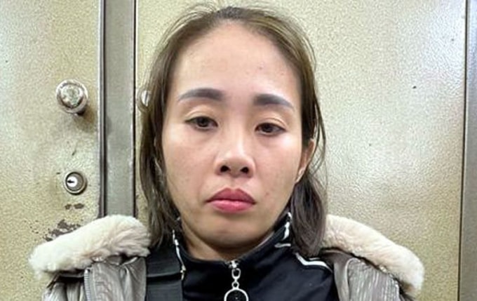 Đối tượng Lê Thị Thủy tại cơ quan công an.