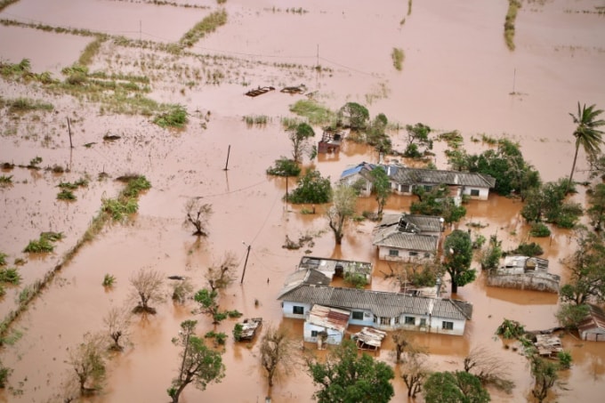 Một khu vực ngập lụt ở Buzi, miền trung Mozambique, vào ngày 20 tháng 3 năm 2019, sau khi cơn bão Idai đi qua. Ảnh: AFP
