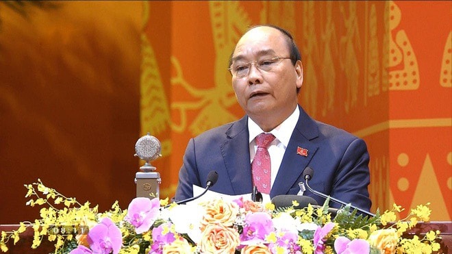 Thủ tướng Chính phủ Nguyễn Xuân Phúc đọc diễn văn khai mạc Đại hội.