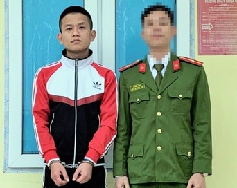 Đối tượng Châu Quang Khải tại cơ quan Công an.