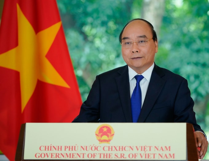 Thủ tướng Nguyễn Xuân Phúc gửi thông điệp tới Hội nghị về biến đổi khí hậu. Ảnh: Quang Hiếu