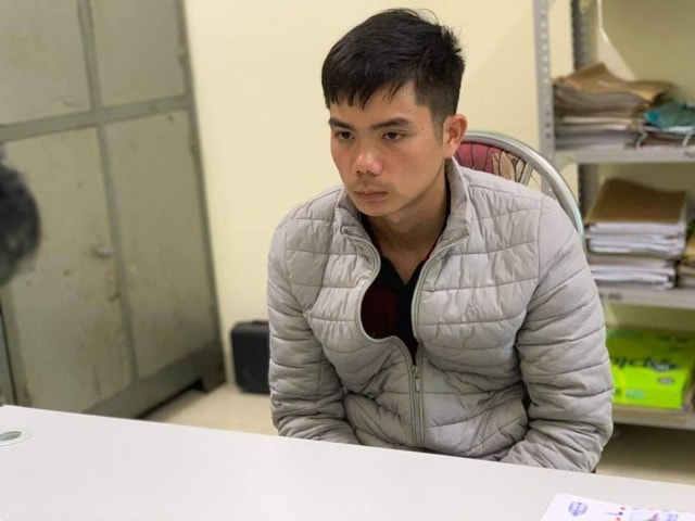 Quàng Văn Thương tại cơ quan công an. Ảnh: Công an Sơn La
