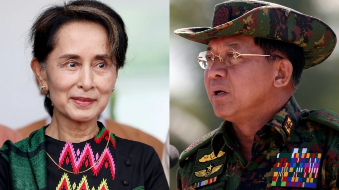 Rạn nứt giữa Cố vấn Nhà nước Myanmar Aung San Suu Kyi, cánh tả và Tổng tư lệnh Min Aung Hlaing dường như trở nên sâu sắc hơn bao giờ hết. Ảnh: Reuters