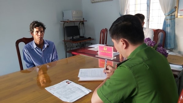Đối tượng Nguyễn Thanh Bảo tại cơ quan Công an (Ảnh: Bích Ân)