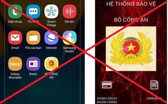 Giao diện app giả mạo Bộ Công an.Ảnh: Công an cung cấp