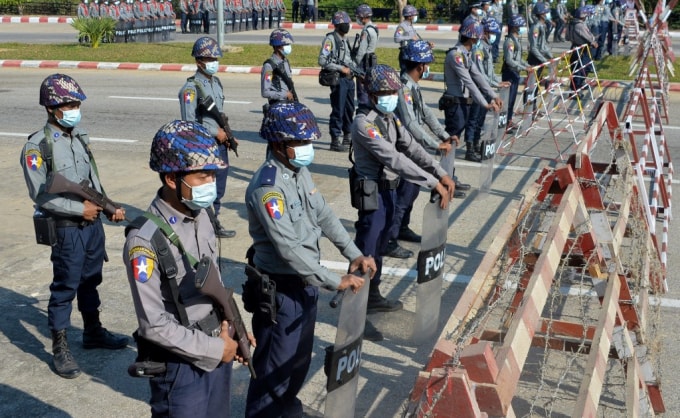 Quân đội Myanmar đã tiếp quản cố đô Yangon sau vụ bắt giữ các nhà lãnh đạo chính phủ và đảng cầm quyền vào sáng ngày 2/1 - Ảnh: AFP