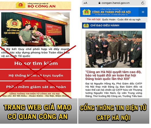 Người dân cần cảnh giác, không truy cập vào trang điện tử giả mạo.