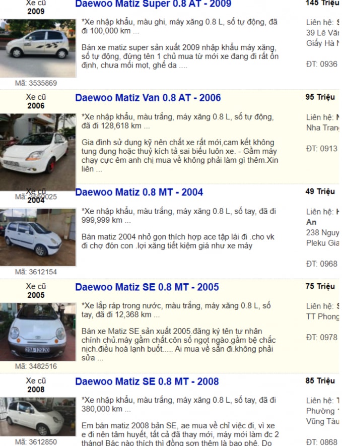 Với 50 triệu đồng, Daewoo Matiz là lựa chọn phù hợp