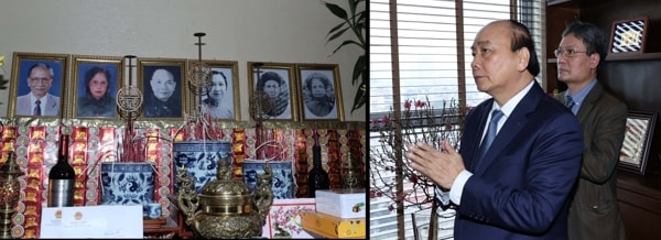Thủ tướng Nguyễn Xuân Phúc dâng hương tưởng niệm đồng chí Trường Chinh. Ảnh VGP
