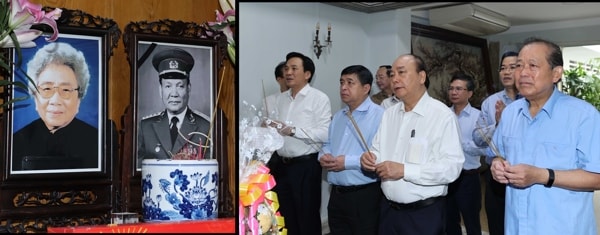 Thủ tướng Nguyễn Xuân Phúc dâng hương tưởng nhớ Chủ tịch nước Lê Đức Anh. Ảnh: VGP
