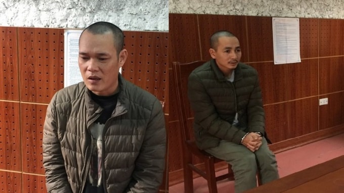 Hai đối tượng Thành và Quang tại cơ quan Công an.