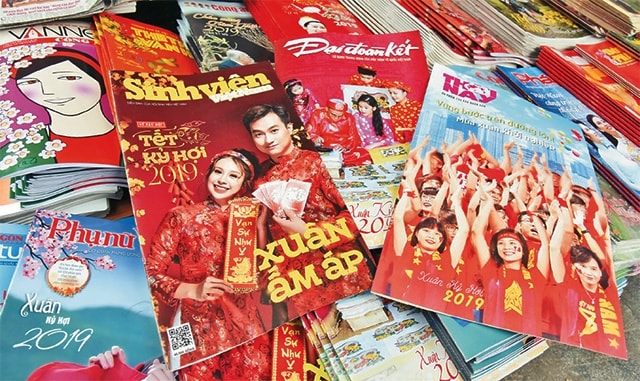 Các ấn phẩm báo Tết Xuân Kỷ Hợi 2019. Ảnh: nhandan.com.vn